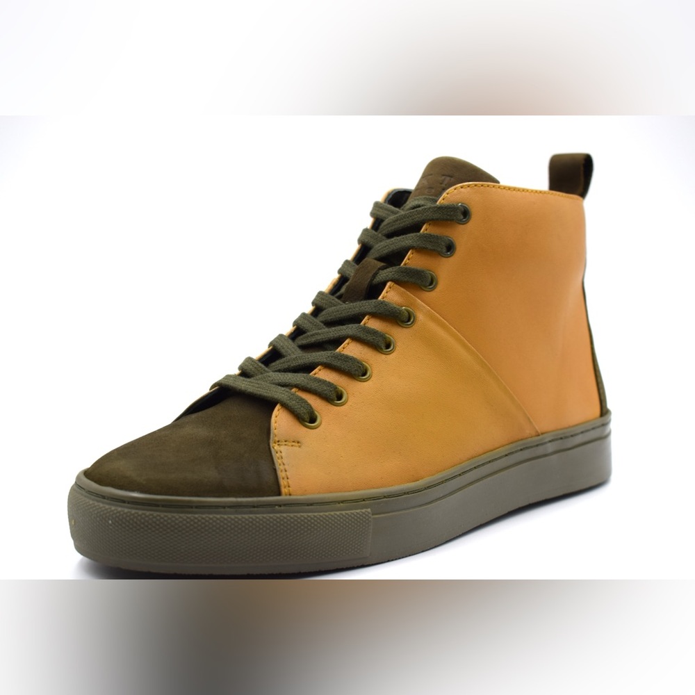 NEW Frances, Nekta Footwear, Designer Sneakers, Leather Sneakers Olive Yellow